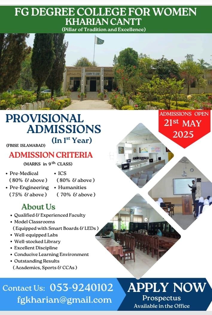 1st year Admissions announced for Upcoming Session 2025-2026